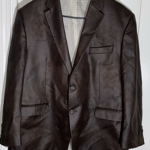 Ralph Lauren 44S Wax Coated Faux Suede Sport Coat Aged Brown Blazer MenAA07